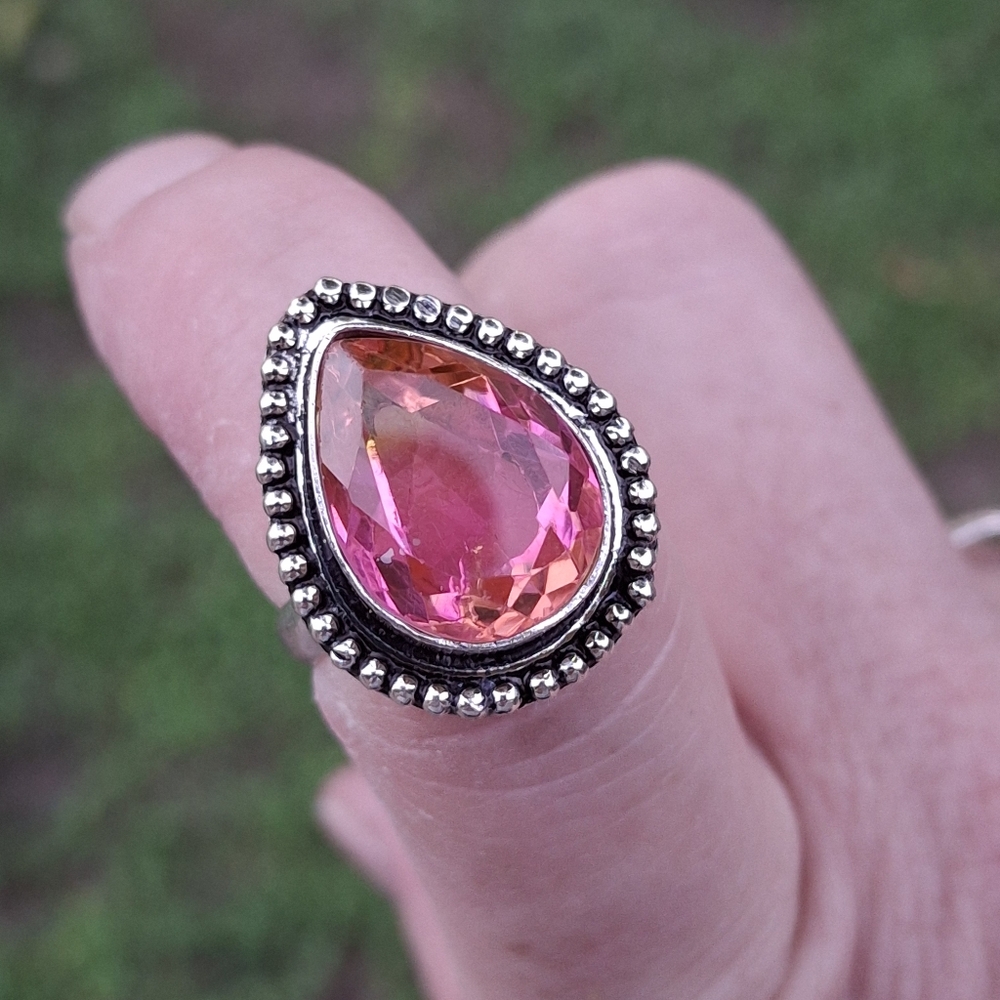 **** Sale **** New Bi-Color Tourmaline 925 Silver Ring. 